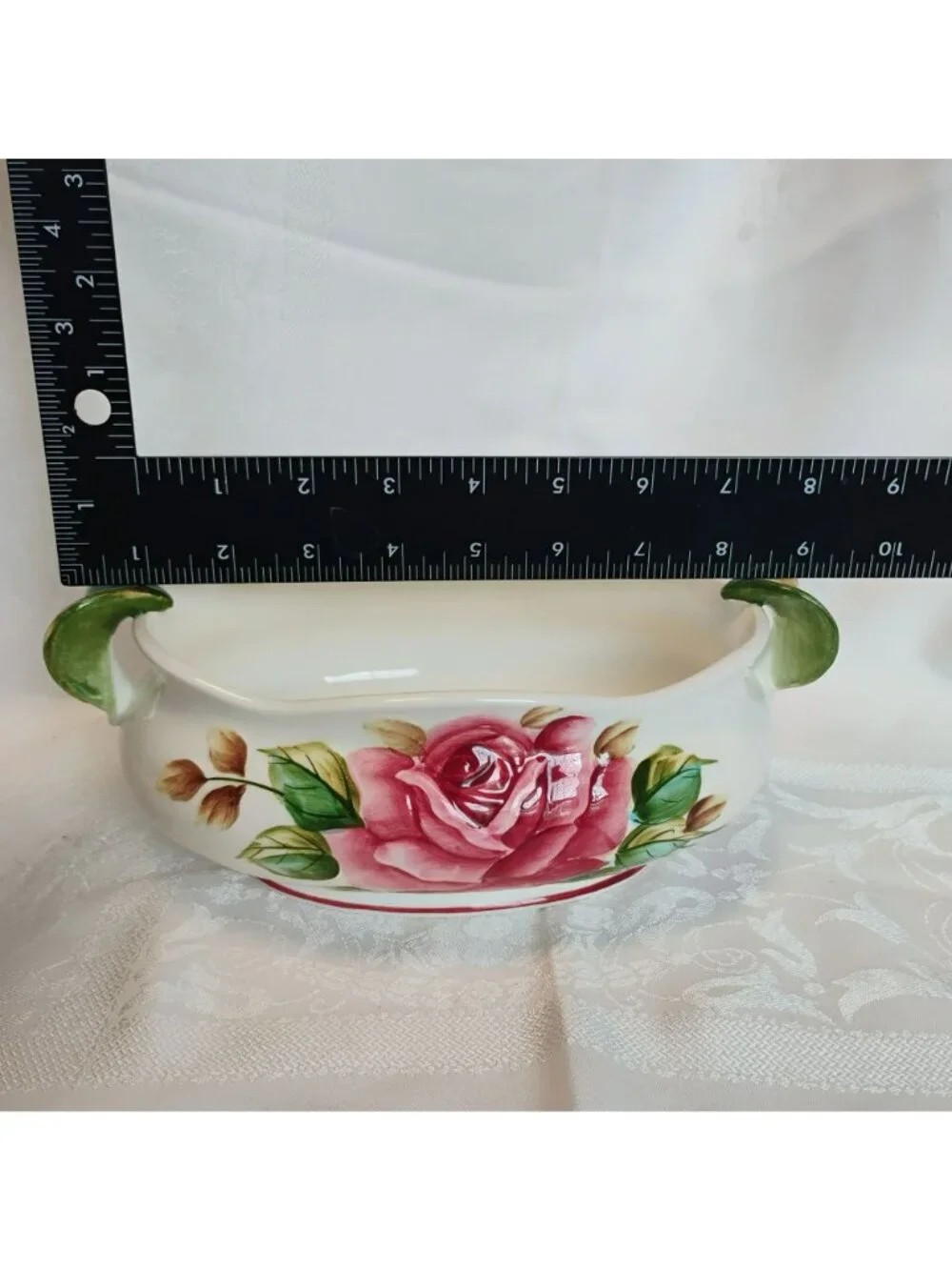 Vintage Lefton Americana Rose Centerpiece Bowl or Planter, Cottagecore Decor